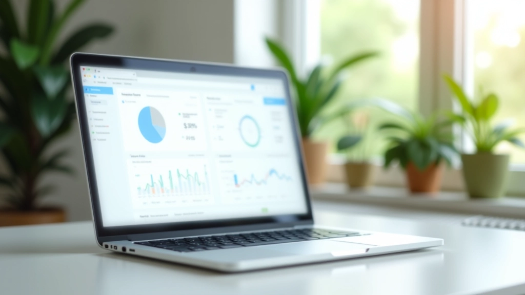 Laptop screen displaying Belanjawanku budgeting tool dashboard with financial graphs